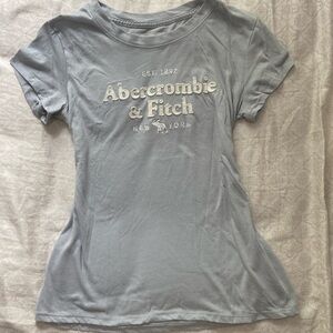 Light Blue Abercrombie & Fitch Fitted T-Shirt XS